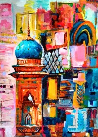 Samina Mumtaz, 12 x 18 Inch, Acrylic on Canvas, Cityscape Painting, AC-SMU-019 Samina Mumtaz, 12 x 18 Inch, Acrylic on Canvas, Cityscape Painting, AC-SMU-019